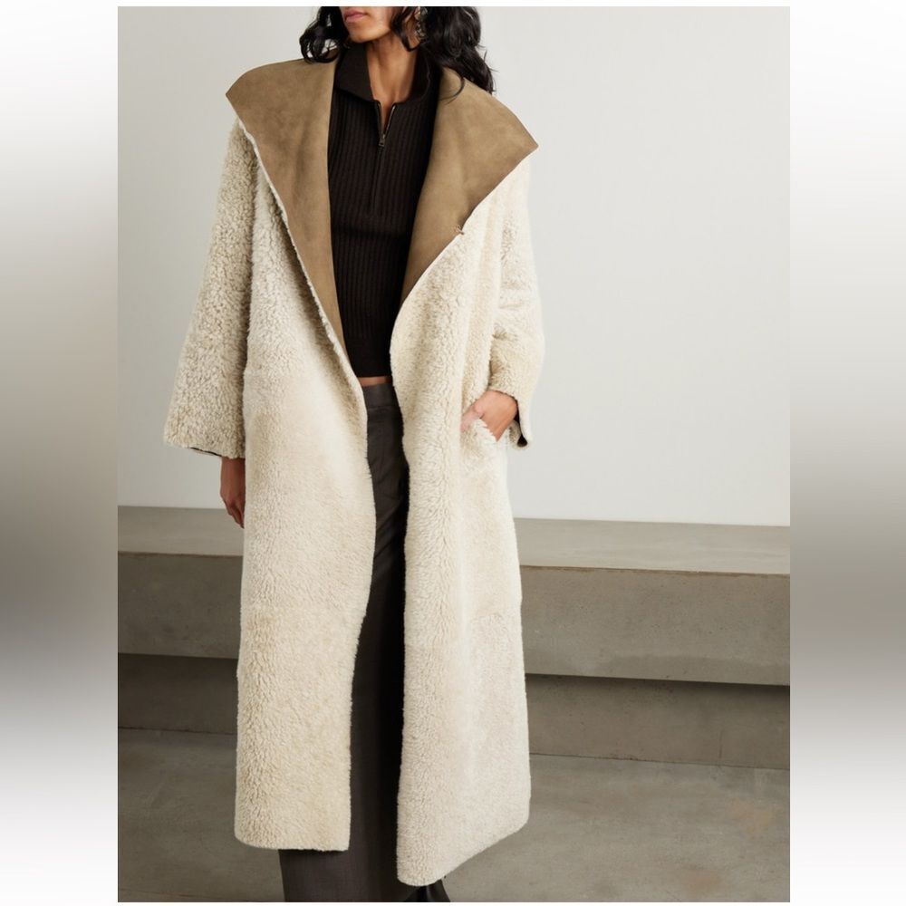 NWT NOUR HAMMOUR Asymmetric shearling coat - Picture 8 of 14